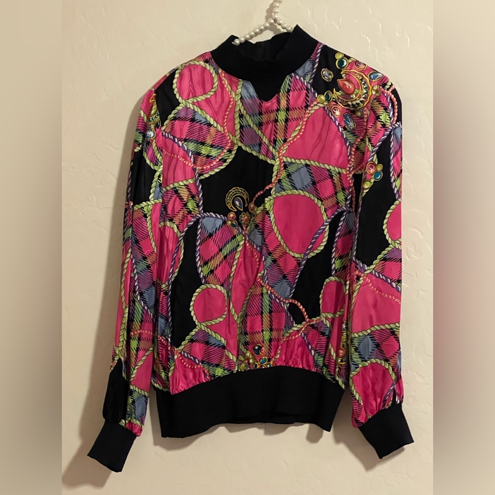 Capriccio Vintage Silk Top With Shoulder Pads Size 12
